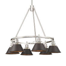 Golden 3306-6 PW-RBZ - Yep by Golden Lighting Orwell 6-light Chandelier in Pewter and Rubbed Bronze shade